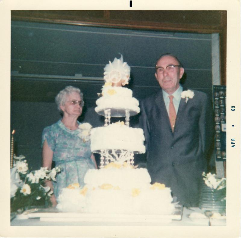 Bulah Speed Turner and Perry Turner at 50th Wedding Anniversary, Mrs Lane made the cake.jpg